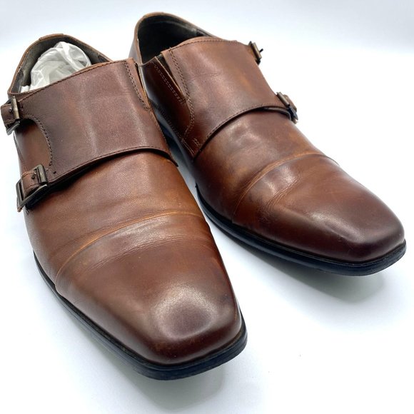 Kenneth Cole Reaction Men's Design 20724 Brown Leather Slip-on Dress Shoes Size - Picture 1 of 12